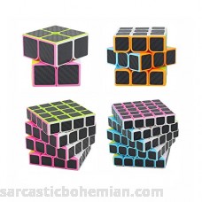 HJXD global Set of 4 Pack 2x2x2 3x3x3 4x4x4 5x5x5 Carbon Fiber Sticker Puzzle Cube Black B06ZXX1HFP